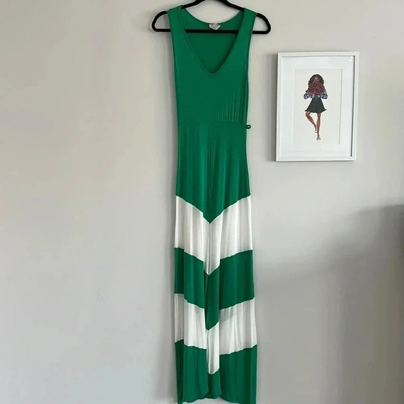 De Colores Green Chevron Maxi Dress - Picture 1 of 6